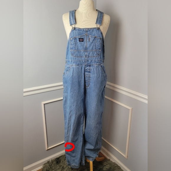 UNION BAY Y2K 90s Blue Medium Wash Retro Straight Leg Bib Carpenter Overalls M - Picture 9 of 9